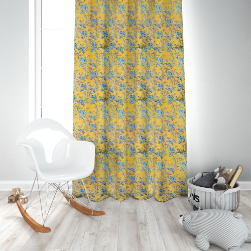 Soft floral furnishing curtain