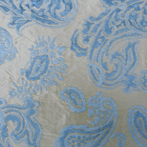 Blue Paisley Embroidered Silk Fabric