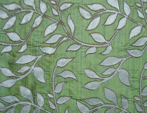 Green Leaf Embroidery Fabric India