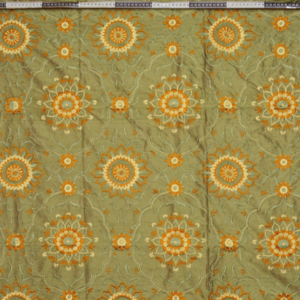 Green Fabric with Yellow Mandalas