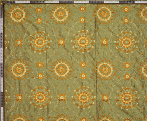 Green Fabric with Yellow Mandalas