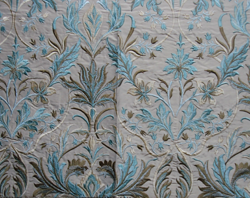 Beige floral jacquard silk cloth