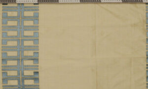 Beige Silk Fabric with Blue Grid