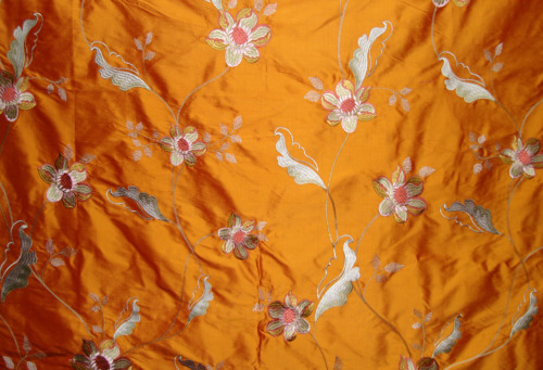 Embroidered Flowers on Silk