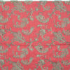 Red Silk Fabric with Leaf Design