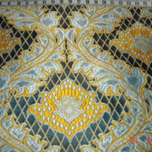 Blue Jacquard 100% Silk Fabric
