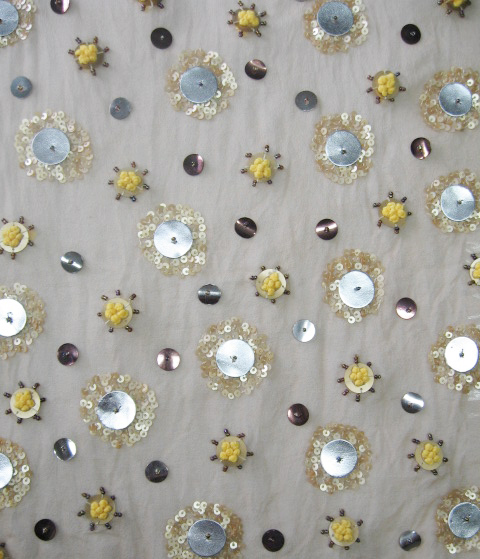 Botanical Thread Work on Silk Net