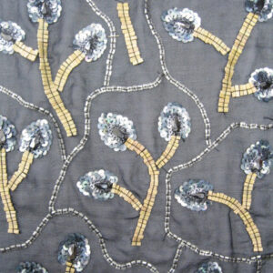 Leaf Motif Embroidery on Net Fabric