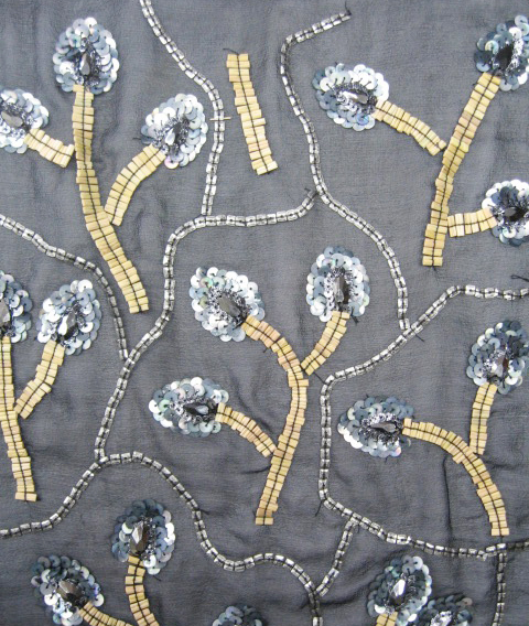 Leaf Motif Embroidery on Net Fabric