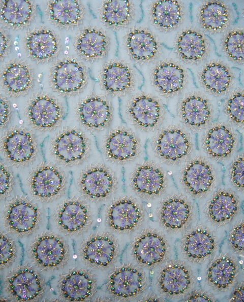 Silk Net with Stylized Leaf Design