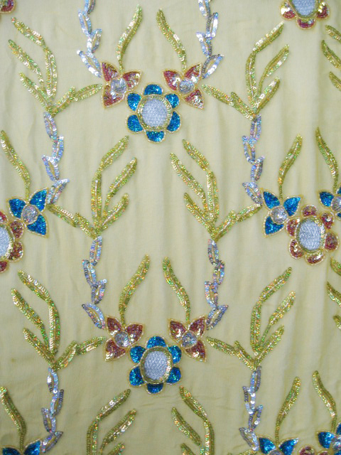 Silk Fabric with Ornate Floral Work