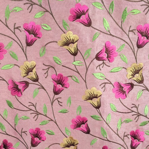 Poly Dupion Embroidered Fabric