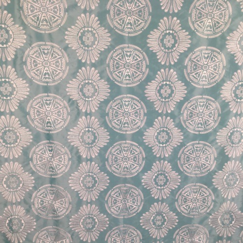 Turquoise Poly Tafeta Embroidery Fabric